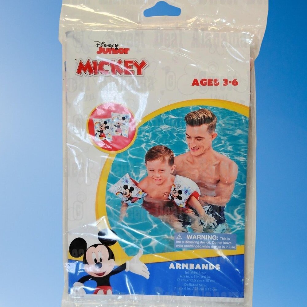 Disney Junior Mickey Mouse Kids Inflatable Arm Floaties Ages 3-6 Swimming NEW - Picture 7 of 7